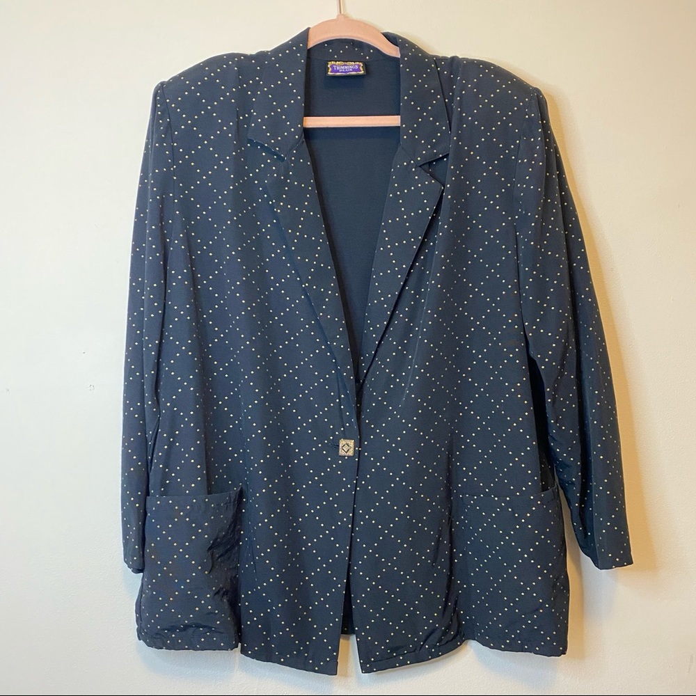 Navy Glitter Polka Dot Diamond Oversized Blazer